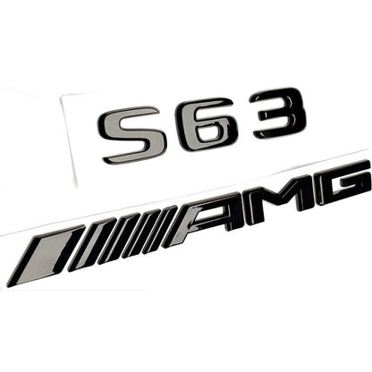 Gloss Black S63 AMG V8 Biturbo 4matic+ emblem badge For S63 W222 C217 Series