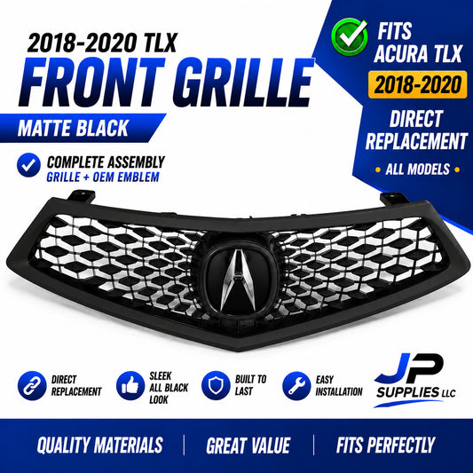 For 2018-2020 Acura TLX Front Grille Assembly All Black + OEM Take-Off Emblem