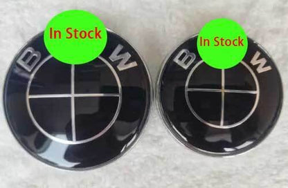 NEW Hood & Trunk Emblems 82mm&74mm All Black For BMW Badge 51148132375