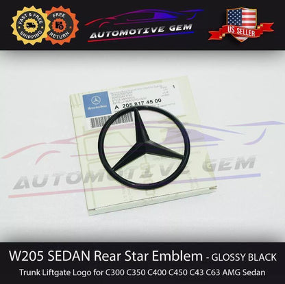 Gloss Black Rear Boot Badge 2058174500 For Mercedes Benz C Class W205 2014-2020