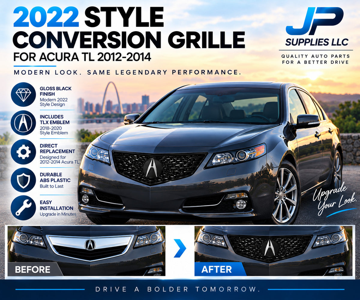 Fits Acura TL 2012-2014 2022 Style Conversion Grille & Emblem Kit Gloss Black