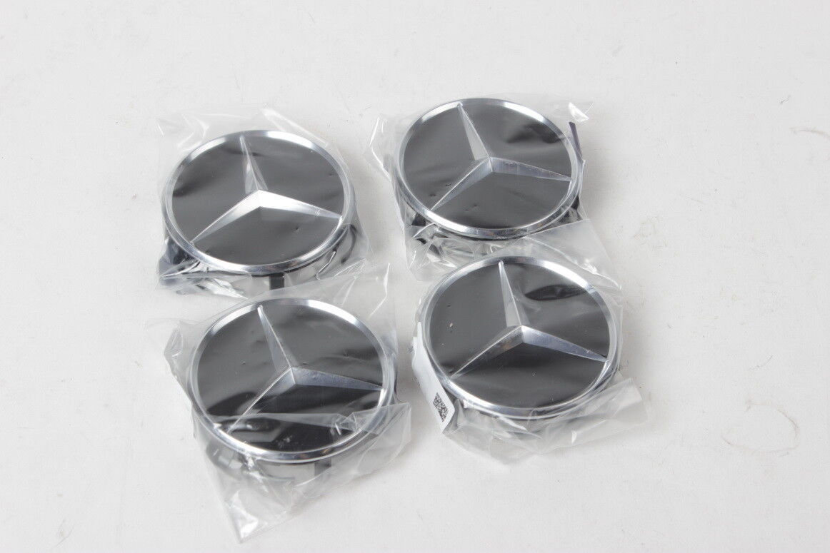 GENUINE Wheel Center Hub Cap Star Black Chrome Covers 4x SET B66470200