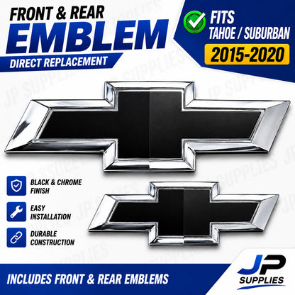 Fits 2015-2020 Chevrolet Tahoe Suburban Black Bowtie Emblem Front Rear 84722856