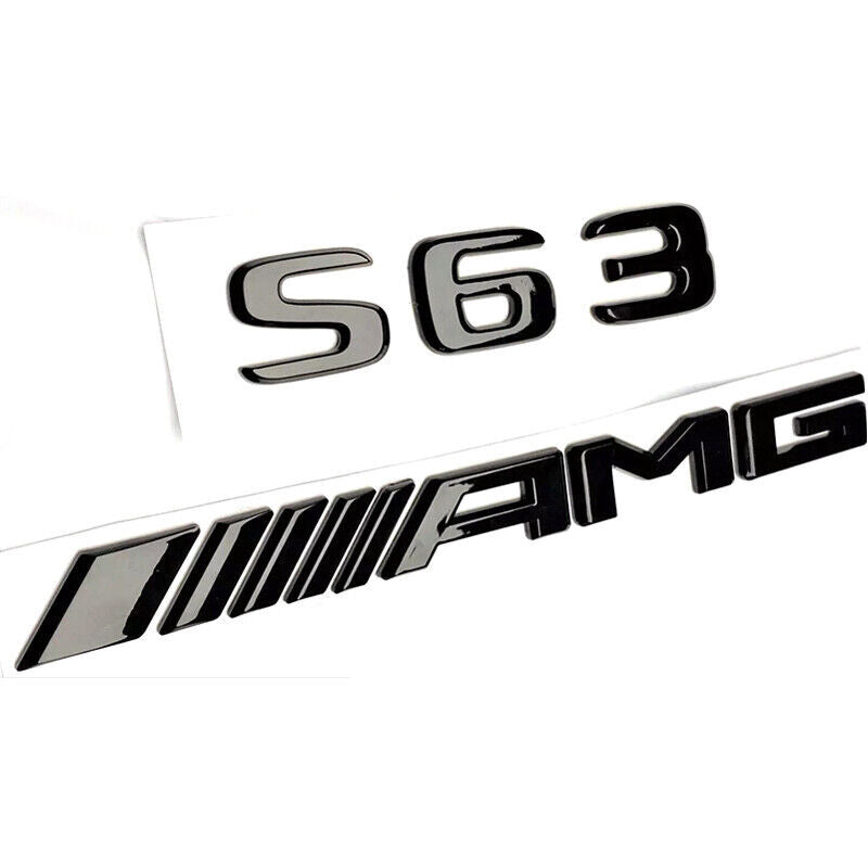 S63 AMG Rear Star Emblem Badge Logo Black Set Mercedes Benz W222 S63 AMG SEDAN