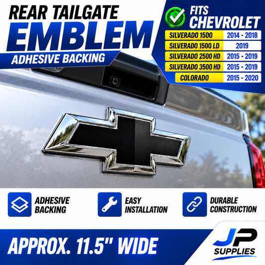 Fits Chevy Silverado Colorado Rear Tailgate Bowtie Emblem Black Chrome 2014-2019