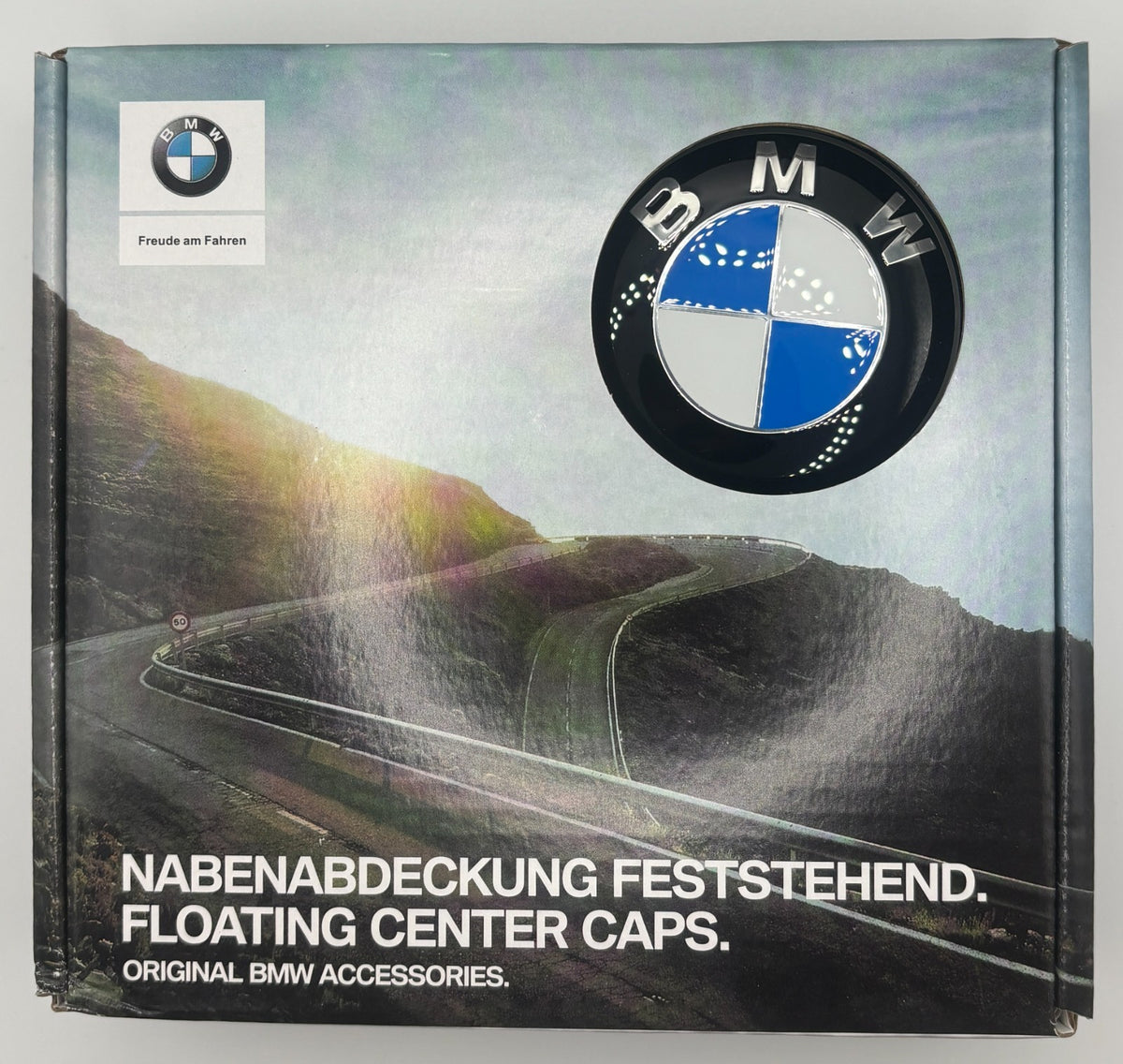 56mm 68mm Floating Center Caps Fits BMW Blue Black 50th Anniversary Set of 4