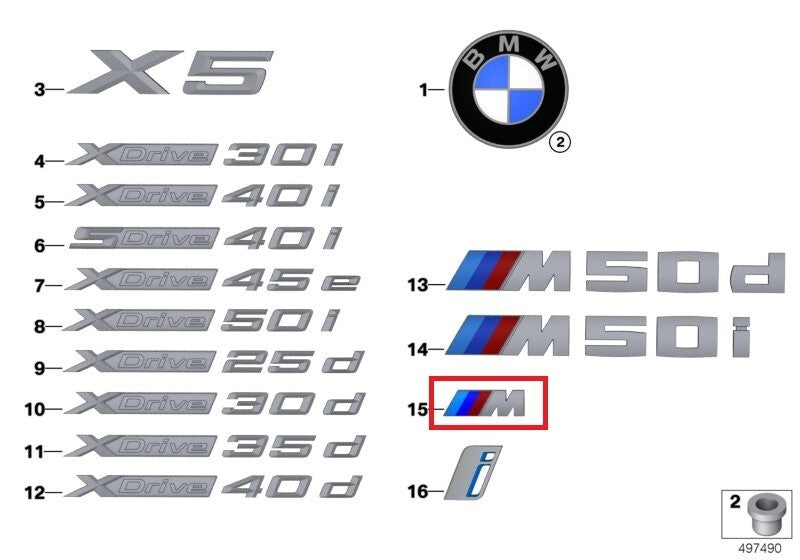 BMW Genuine G30 G05 G42 Fender M Performance Badge Lettering Set CERIUM GRAY NEW
