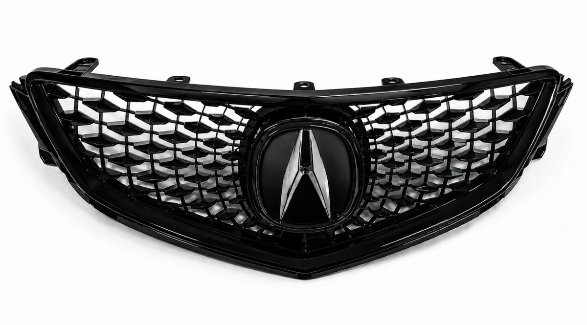 For 2015-2017 Acura TLX 2018-2020 Style Gloss Black Front Grille With OEM Emblem