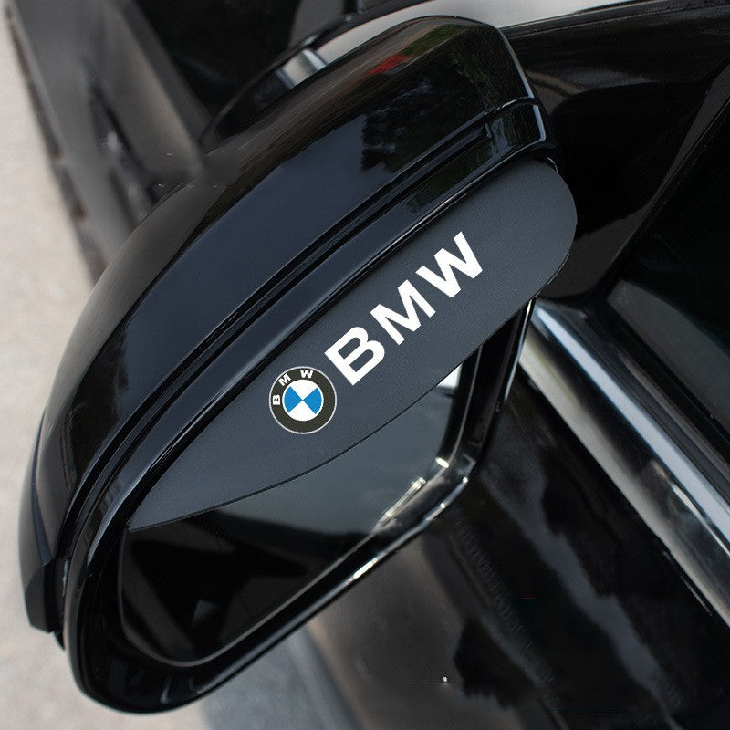 (2X) Black Rear View Side Mirror Rain Eyebrow Guard Sun Visor Trim for BMW