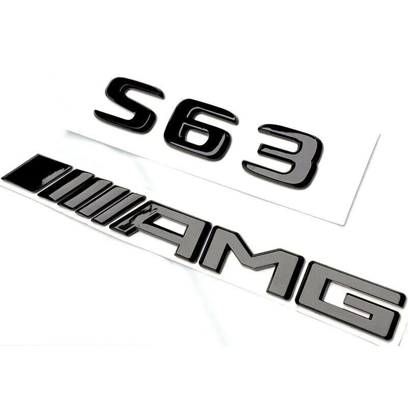 Gloss Black S63 AMG V8 Biturbo 4matic+ emblem badge For S63 W222 C217 Series