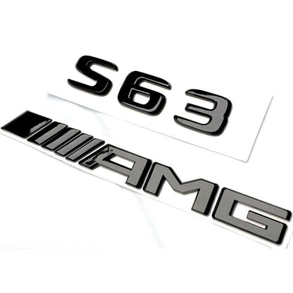 Gloss Black S63 AMG V8 Biturbo 4matic+ emblem badge For S63 W222 C217 Series
