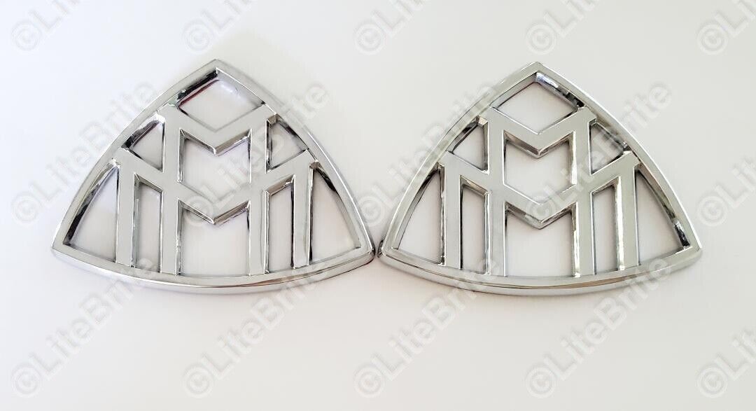 1Pair Chrome Silver Mercedes-Benz Maybach LH,RH Side Fender Sticker Emblem Badge