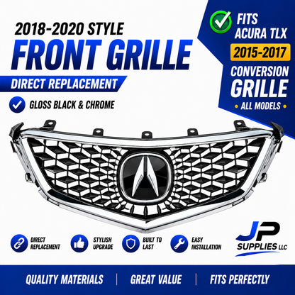 For 2015-2017 Acura TLX 2018-2020 Style Black Front Grille Chrome OEM Emblem