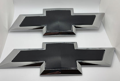 Fits Chevy Silverado Colorado Front Rear Bowtie Set Black Chrome 2014-2020