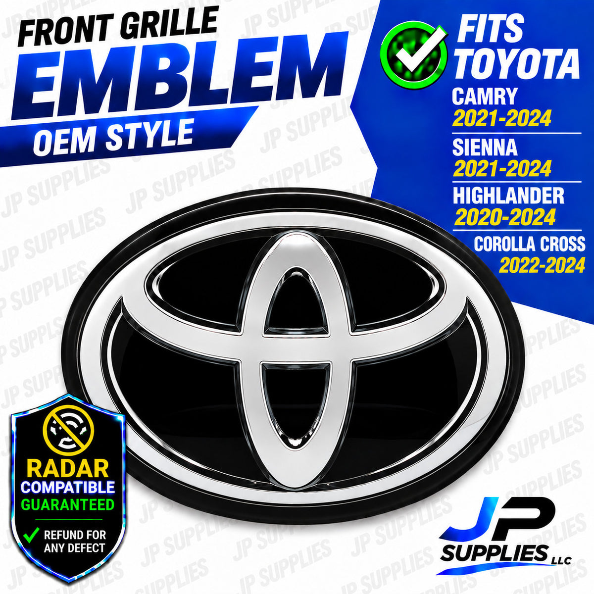 Front Grille Emblem Fits Toyota Camry 2021-2024 90975-C2022 90975-C2023