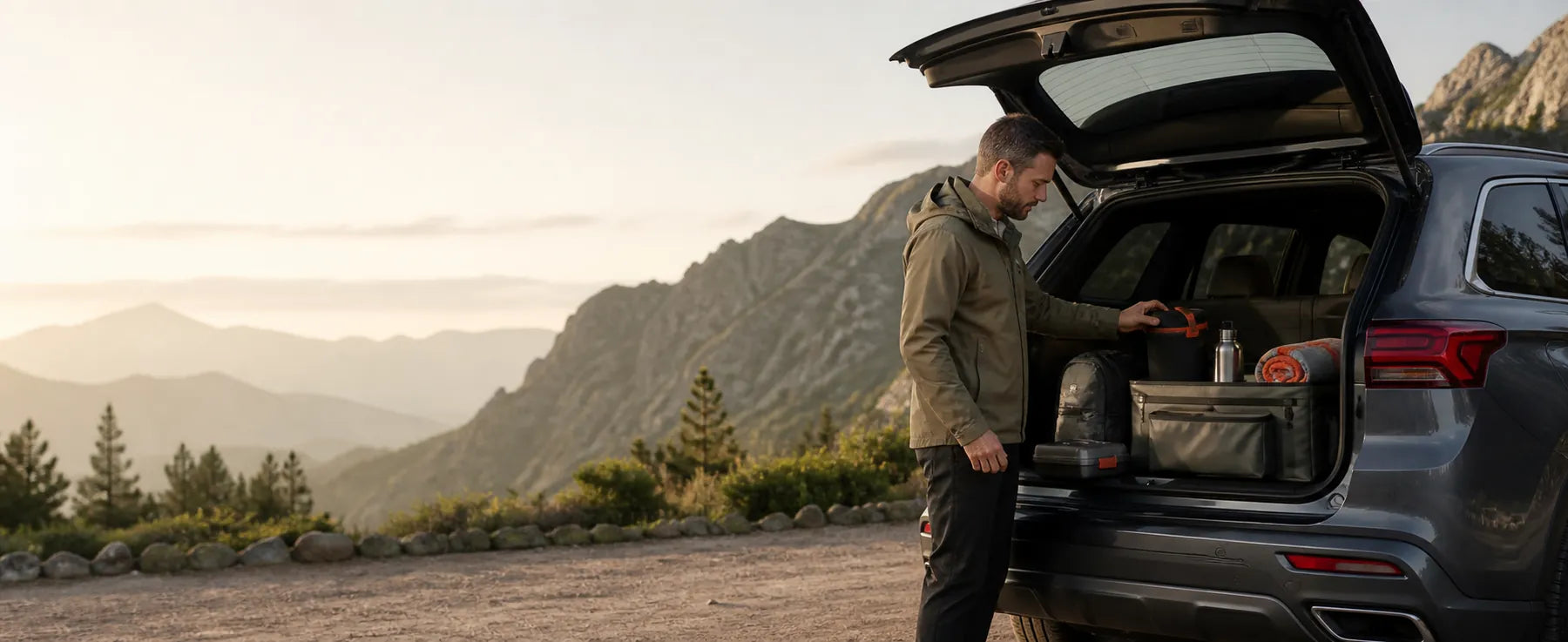Driver loading an SUV for a weekend road trip